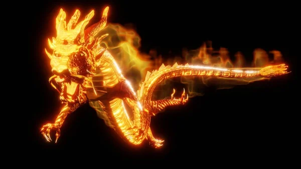 Fire dragon on a black background