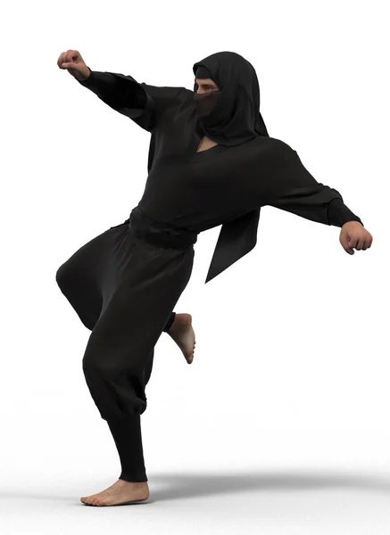 Siyah kimonolu ninja.