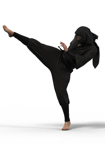 Siyah kimonolu ninja.