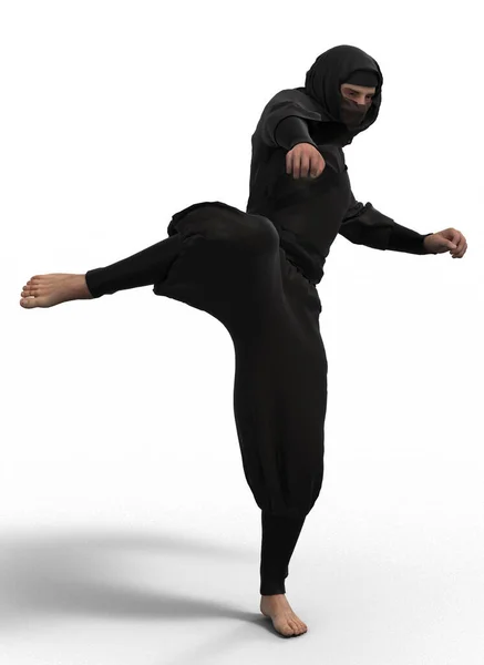 Siyah kimonolu ninja.