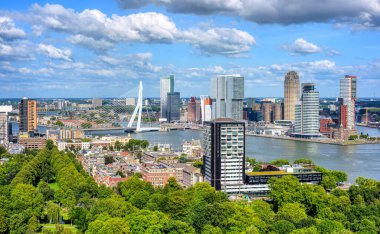 Panoramic view of Rotterdam city's downtown skyline, South Holland, Netherlands