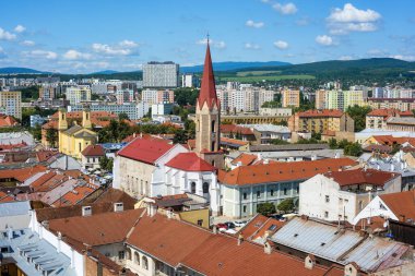 View over the red roofs of historical Kosice Old town to the modern suburbs, Slovakia