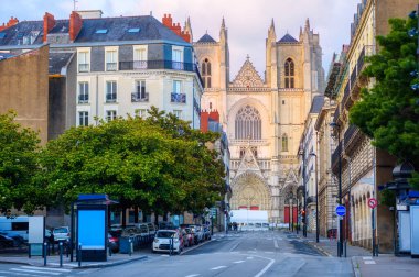 Nantes city center, France, view to the historical gothic style Cathedral