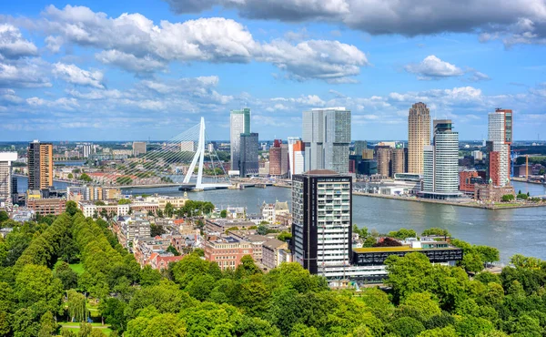 Panoramic View Rotterdam City Downtown Skyline South Holland Netherlands — стоковое фото