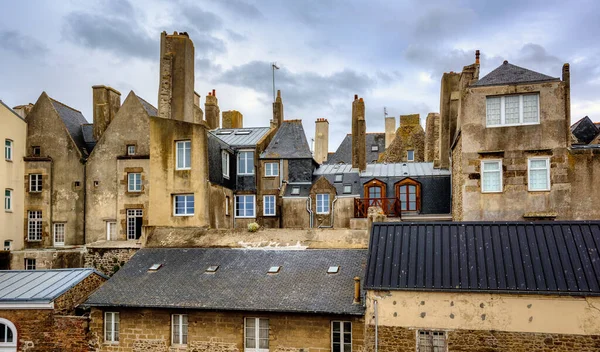 Chaotic Medieval Houses Historical Olt Town Saint Malo Brittany France — Stok Foto