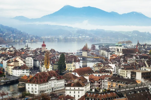 Lucerne Kota Tua Dan Rigi Gunung Danau Lucerne Alpen Swiss — Stok Foto