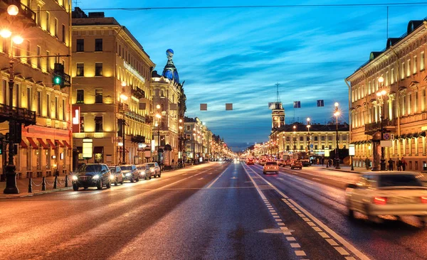 Nevsky Prospect Huvudgatan Sankt Petersburg Centrum Ryssland Vid Sent Kvällsljus — Stockfoto