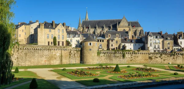 Panoramic View Historical Walled Old Town Vannes Brittany France — 图库照片