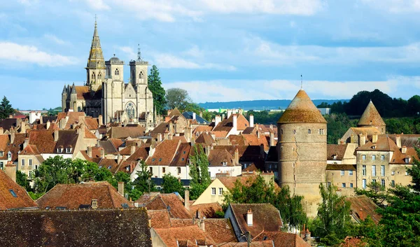 Semur Auxois View Red Tiled Roofs Medieval Old Town Historical — 图库照片