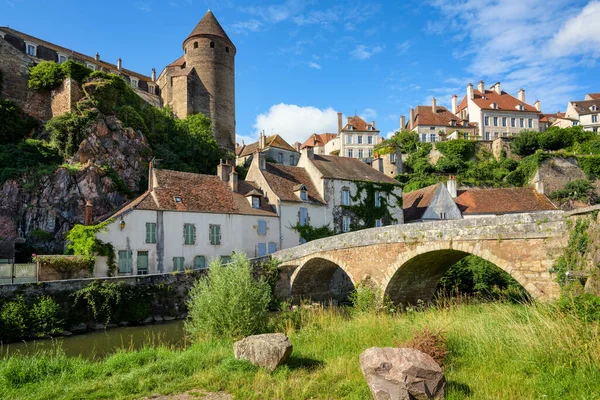 Średniowieczne Stare Miasto Historycznego Semur Auxois Cote Burgundia Francja — Zdjęcie stockowe