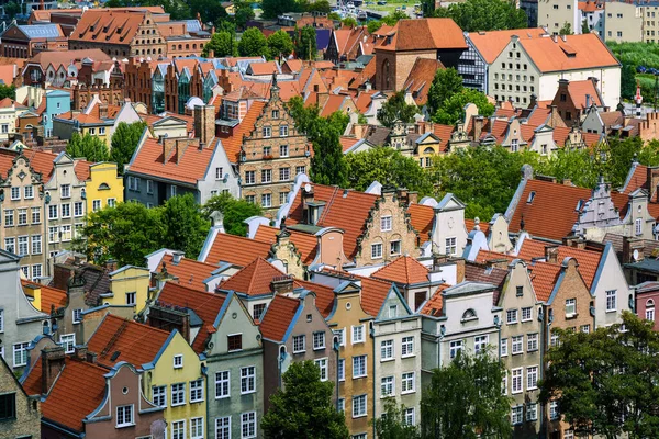 Vue Sur Les Toits Carrelés Rouges Des Maisons Colorées Vieille — Photo