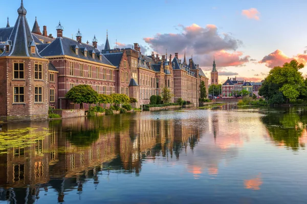 Castello Binnenhof Sul Lago Hofvijver Nella Città Dell Aia Olanda — Foto Stock