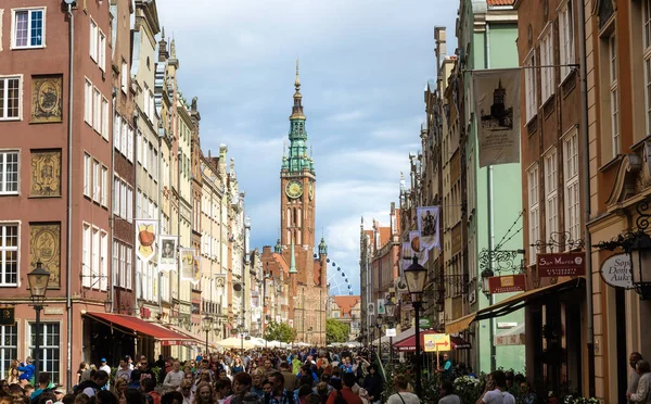 Gdansk Polônia Julho 2015 Dluga Street Principal Rua Pedonal Centro — Fotografia de Stock