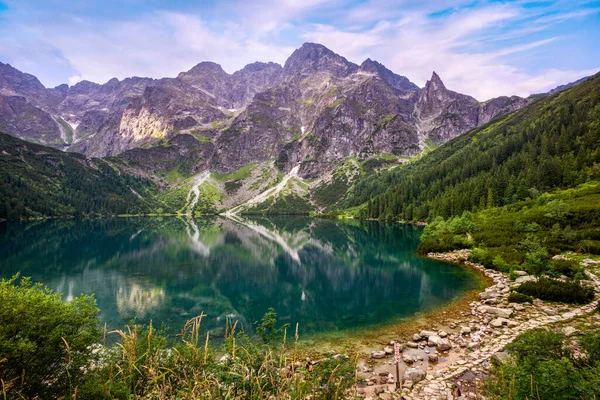 Morskie Oko Nebo Eye Sea Alpské Jezero Tatrách Zakopane Polsko — Stock fotografie