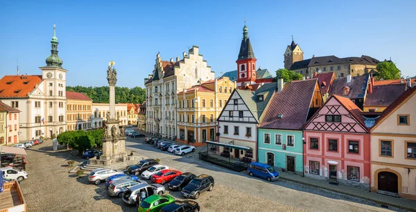 Panoramiczny Widok Historyczne Stare Miasto Karlowych Warach Czechy — Zdjęcie stockowe