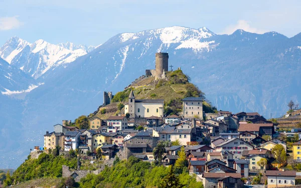 Kota Saillon Pegunungan Alpen Yang Indah Valais Adalah Salah Satu — Stok Foto