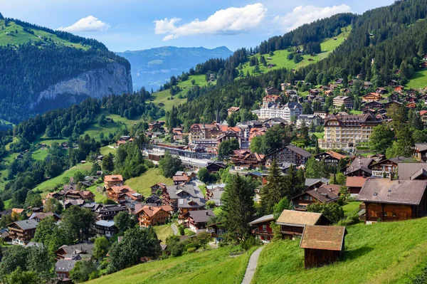 Wengen Alpská Vesnice Údolí Lauterbrunnen Bernese Oberland Regionu Švýcarských Alp — Stock fotografie