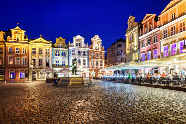Poznan, Poland - 05 July 2015: Poznan's historical Renaissance Old town is one of the best preserved Old towns in Poland and a popular tourist destination