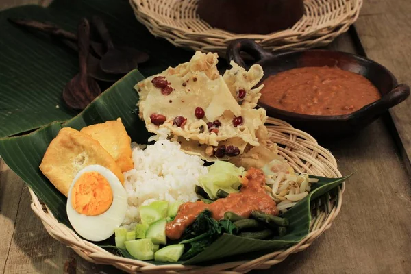 Pecel Alimento Tradizionale Giava Orientale Centrale Indonesia Fatto Verdure Vapore — Foto Stock
