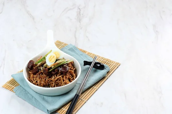 Jajangmyeon Jjajangmyeon Korean Noddle Black Sauce Horizontal Picture — Foto Stock