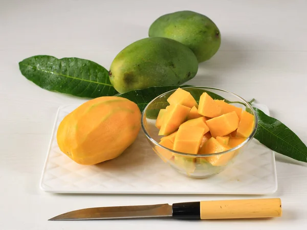 Cubed Mango Fruit or Mangga Harum Manis comes from Probolinggo, East Java. The outer skin is green, the flesh is orange, it tastes sweet and smells good
