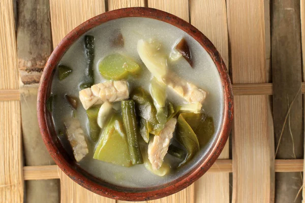 Top View Sayur Lodeh Indonesisk Grönsakssoppa Med Kokosmjölk — Stockfoto