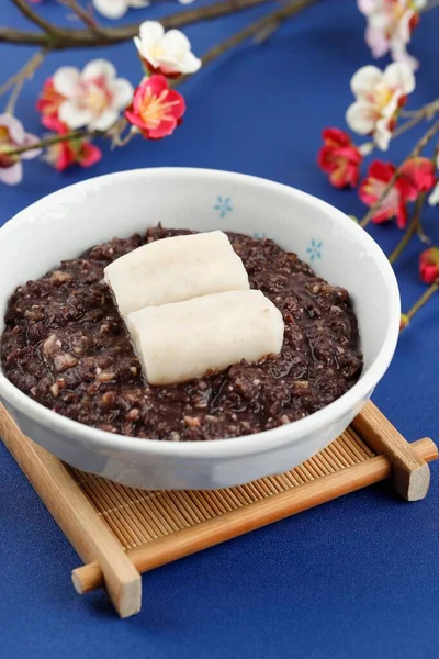Oshiruko Sweet Red Bean Soup Rice Cake Close — Fotografia de Stock