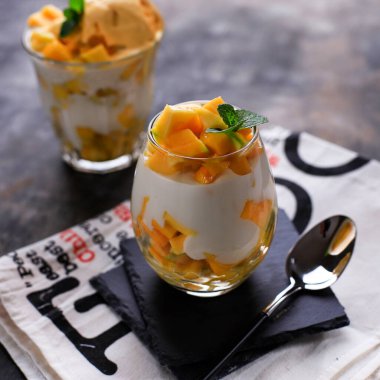 King Thai Mango is Made from Mango Juice, Whipped Cream With Mango Sorbet on Top