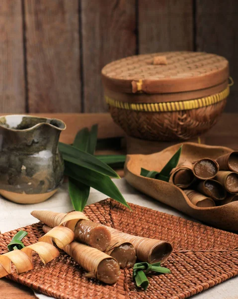 Clorot Celorot Javanese Traditional Food Made Rice Powder Brown Sugar — Foto Stock
