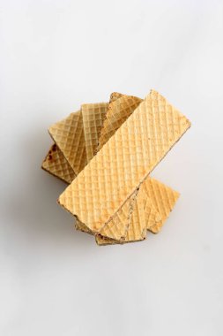 Yığılmış Wafer Beyaz Arkaplanda, Üst Görünüm 