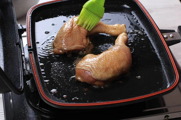Ayam Panggang Pada Double Pan Langkah Demi Langkah Proses Memasak — Stok Foto