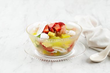 Fast on White Table için Meyve Çorbası Taze, Anlaşıldı Boşluk 