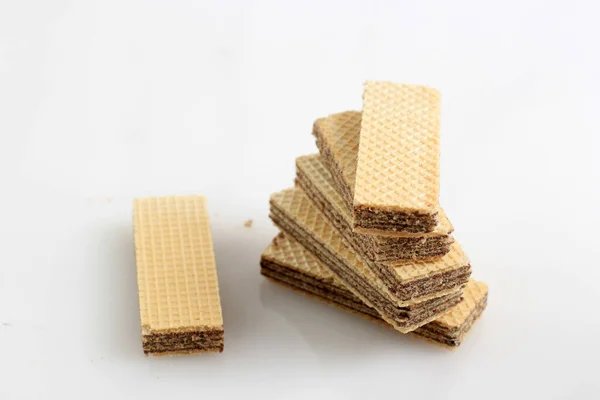 Stacked Wafer White Background Copy Space Text — Stock Photo, Image