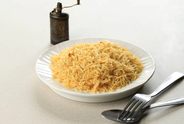 Arabiska Iranska Riset Kabsa Ramadan Food Mellanöstern Tillverkad Basmati Ris — Stockfoto