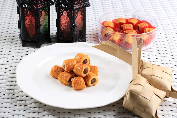 Foco Selecionado Fresh Baked Pineapple Tart Roll Cookies Tart Nanas — Fotografia de Stock