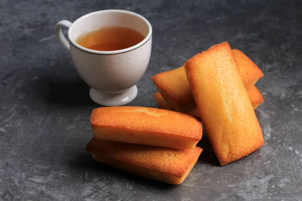 Delicious French Financiers Cake Fresh Butter Served Tea Copy Space — Stock Photo, Image