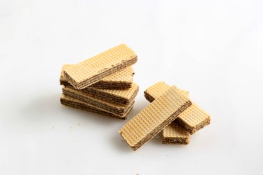 Çikolatalı gofret, beyaz izolasyon, anlaşıldı. Seçili Odaklanma 