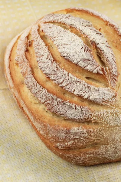 Primo Piano Fresco Fatto Casa Pane Croccante Rustico — Foto Stock