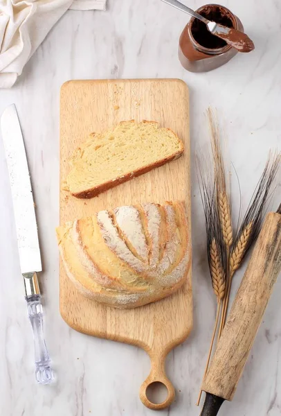 Top View Slice White Milk Hearth Bread Ricetta Doppio Latte — Foto Stock