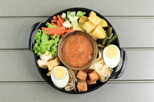 Top View Gado Gado Ingrédients Gado Gado Est Une Salade — Photo