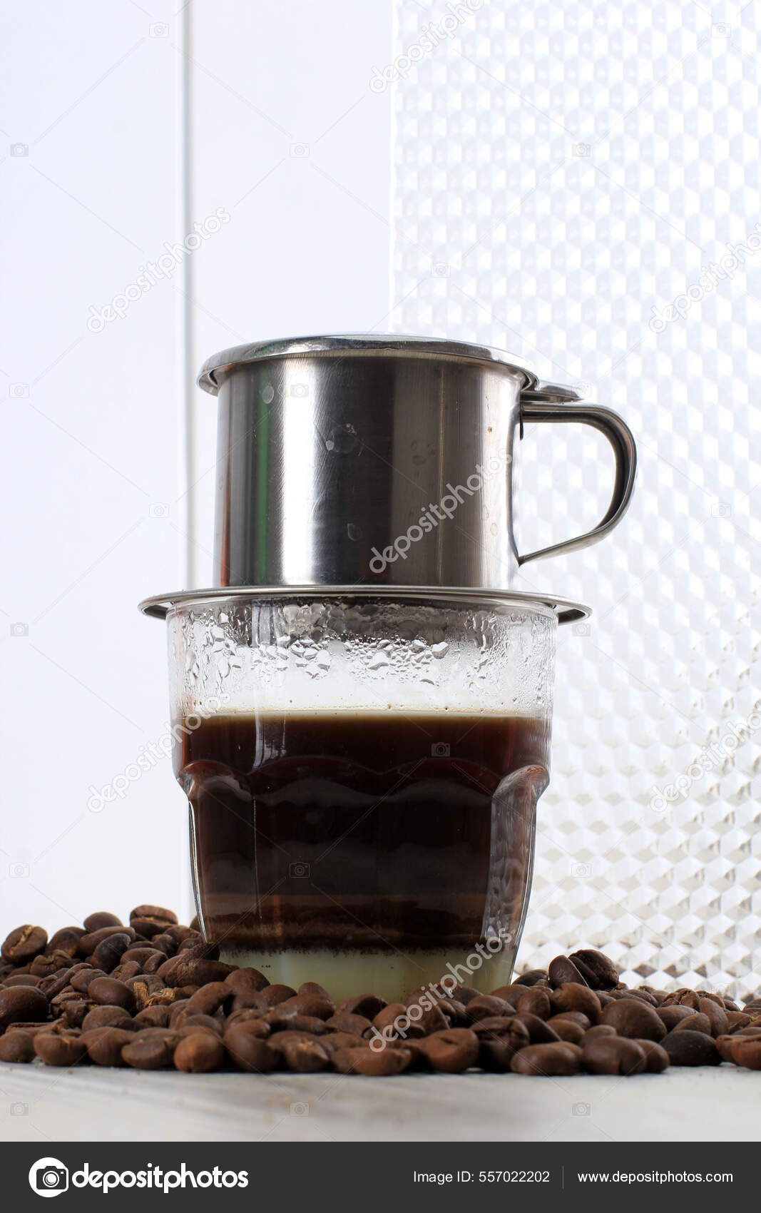 Vietnamese Coffee Condensed Milk Glass Cups Traditional Metal
