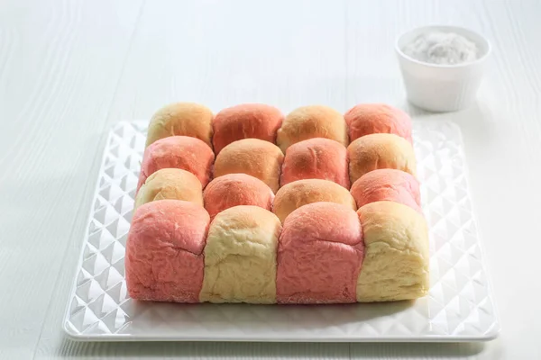 Pâine Proaspătă Japoneză Moale Pufoasă Populară Pâinea Lapte Hokaido Culori — Fotografie, imagine de stoc