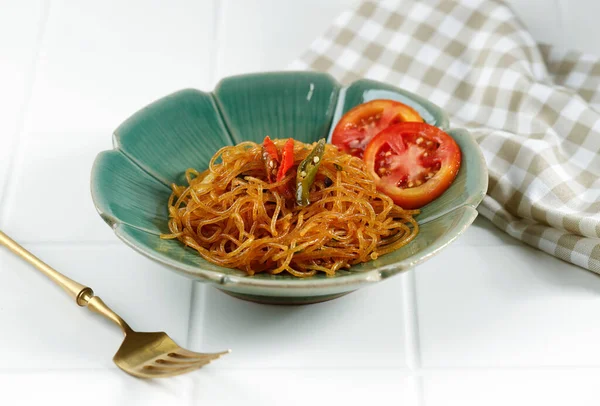 Soun Kecap Pedas Roer Fry Rice Vermicelli Gebakken Noodle Glass — Stockfoto