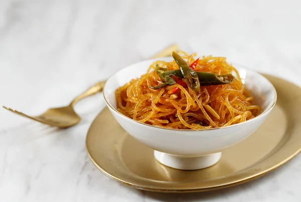 Spicy Fried Glass Noodle Bihun Goreng Pedas Stir Fry Vermicelli — Stockfoto