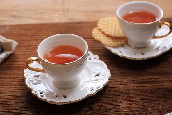 Tea with Biscuit, Concept Afternoon Tea Party on Wooden Table