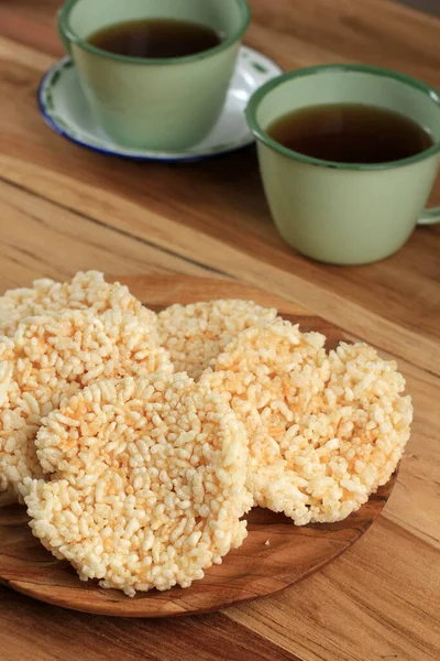 Ranginang Rangginang Rengginang One Indonesian Traditional Cracker Made Rice Glutinous — Stock Photo, Image