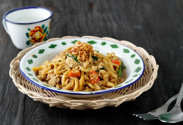 Bakmie Jawa Nyemek Mie Nyemek Javaanse Poedelsoep Populair Uit Yogyakarta — Stockfoto