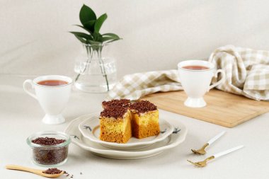 Sliced Marble Mocca and Cheese Cake, Accompanied for Tea or Coffee