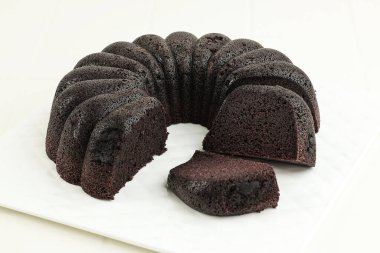 Black Sticky Rice Cake or Bolu Ketan Hitam, Typical Indonesian Cake Made from Black Sticky Rice Flour, Sugar and Eggs.