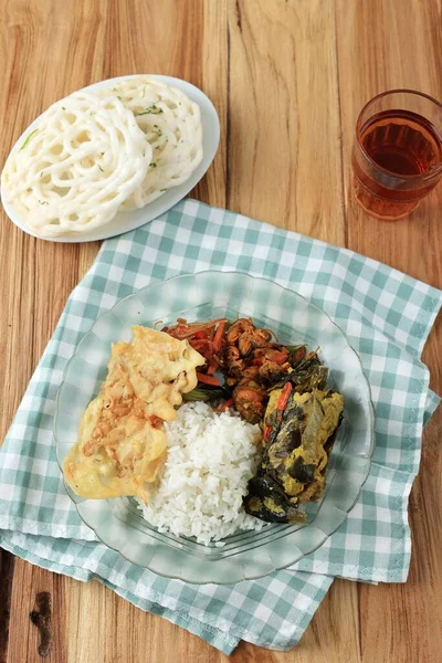 Warung Tegal Menu Rice Various Side Dish Popular Indonesia Cheap — Stok Foto